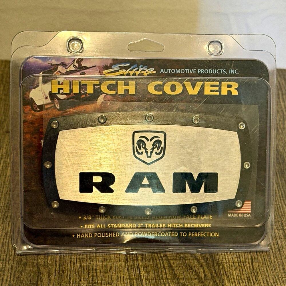 Elite Automotive Products RAM Logo 2" Trailer Hitch Cover Black Aluminum Face